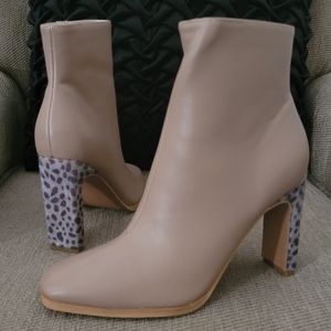 SO ME NUDE FAUX LEATHER SQUARE TOE BOOTIES